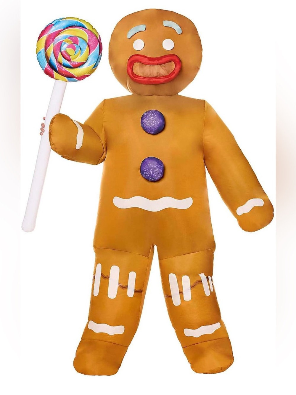 ADULT Spirit Halloween Shrek Gingy Inflatable Costume, Gingerbread Man